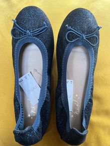 Next navy glitter ballet style shoes size 1UK/33euro