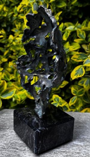 Surrealist Bronze Mask Inspired By Salvador Dali (21cm) - Patinated Bronze, Marble