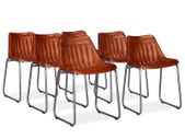 Dining Chairs 6 pcs Brown Real Leather
