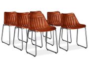 Dining Chairs 6 pcs Brown Real Leather