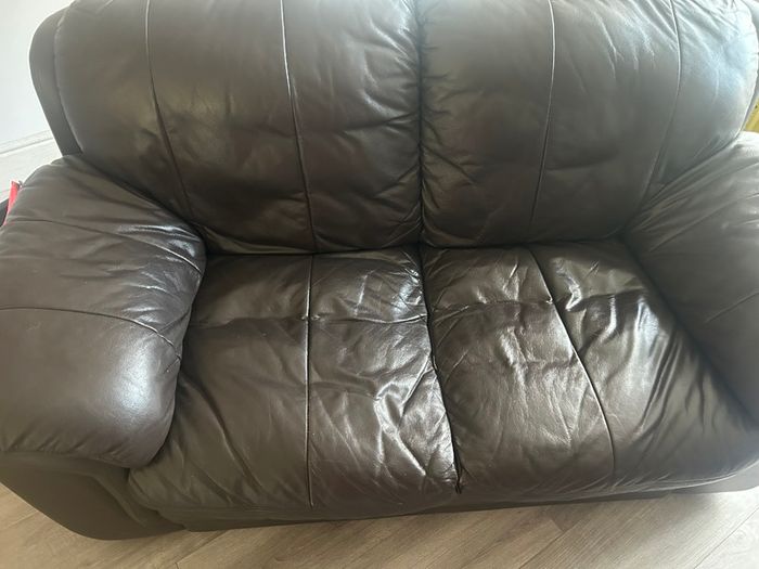 Chocolate brown leather 3+2 seater sofa set