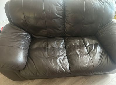 Chocolate brown leather 3+2 seater sofa set