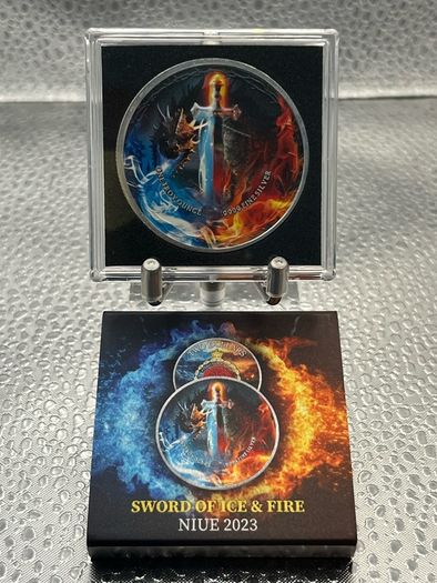 1oz Fine 9999 Silver Bullion Sword of fire and Ice 2023.