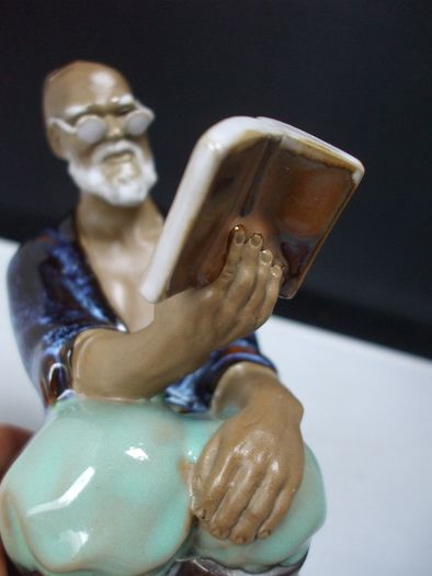 SALE!  Vintage Chinese Glazed Shiwan Mudman figurine - Scholar Reading