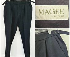 Magee Ireland black woolen smart full length trousers women 12 14