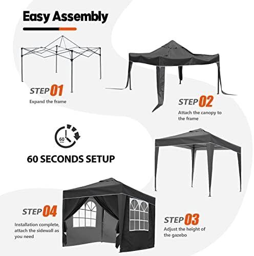 3x3m Pop Up Gazebo Fully Waterproof, All Weather Gazebo ideal for Outdoor Party Camping with Weights