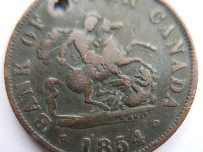 1854 Upper Canada Antique Uk Queen Victoria Half Penny Bank Token Coin