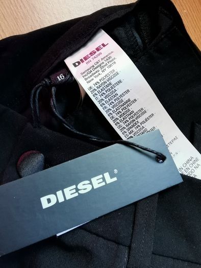BNWT - Diesel Side-stripe pleat-front Black trouser