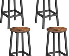 Bar Stool Set of 4  bar stool, set of 4 bar stool, kitchen chairs with steel frame, barstools  height 65 cm, round, easy assembly, industrial design, vintage brown-black L