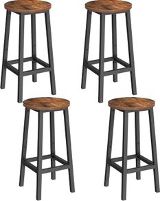 Bar Stool Set of 4  bar stool, set of 4 bar stool, kitchen chairs with steel frame, barstools  height 65 cm, round, easy assembly, industrial design, vintage brown-black L