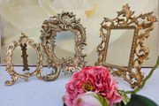 Collection of 3 Vintage Victorian Ornate Gilded Brass Frames