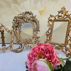 Collection of 3 Vintage Victorian Ornate Gilded Brass Frames