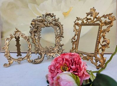 Collection of 3 Vintage Victorian Ornate Gilded Brass Frames