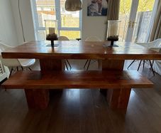 Solid Wood Dining Table and Bench ( large )