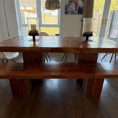 Solid Wood Dining Table and Bench ( large )