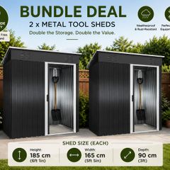 2 x 6ft Metal Garden Sheds Bundle Deal