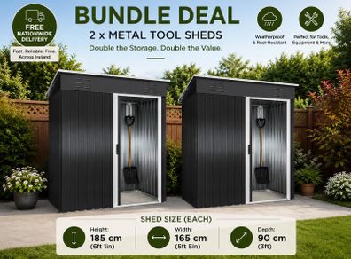 6ft Metal Garden Sheds Bundle Deal Set of 2