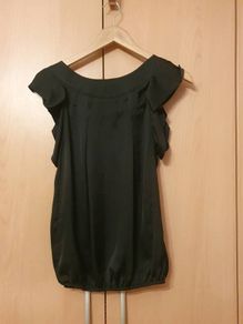 River Island Black Ruffle Sleeve Top