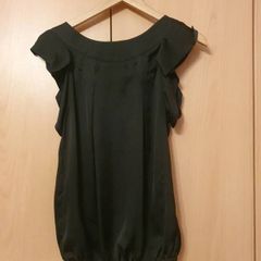 River Island Black Ruffle Sleeve Top