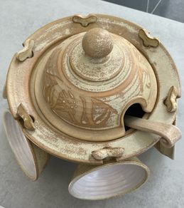 Studio pottery - punch bowl set - 6 cups