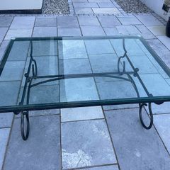 Beautiful Large Glass Topped Metal Coffee Table