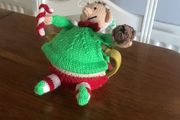 Elf hand knit tea cosy