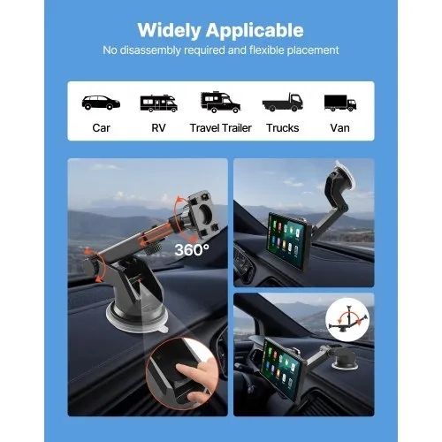 Wireless Car Stereo, 254 mm HD Portable Radio Touch Screen with Apple CarPlay and Android Auto, CarPlay Screen with Front & Backup Cameras, Voice Control, Mirror Link, Bluetooth, GPS Navigation