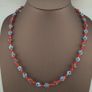 Antique Venetian Style Blue Skunk Eyes & Red Venetian WhiteHeart Glass Beads Necklace Image 5