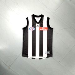 Collingwood (S) Aussie Rules Shirt Jersey AFL Oz Australian adidas Vest Guernsey Vintage Retro Small Magpies