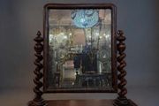 Antique Victorian Flamed Mahogany Barley Twist Dressing Table Mirror