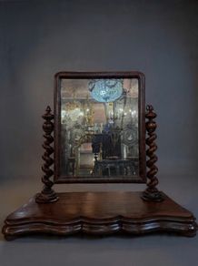 Antique Victorian Flamed Mahogany Barley Twist Dressing Table Mirror
