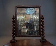 Antique Victorian Flamed Mahogany Barley Twist Dressing Table Mirror