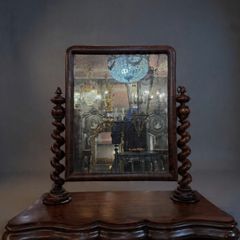 Antique Victorian Flamed Mahogany Barley Twist Dressing Table Mirror