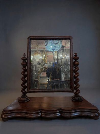 Antique Victorian Flamed Mahogany Barley Twist Dressing Table Mirror