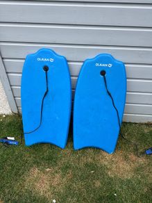 Pair of Blue Olaian Bodyboards with Leashes