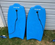 Pair of Blue Olaian Bodyboards with Leashes
