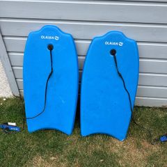 Pair of Blue Olaian Bodyboards with Leashes