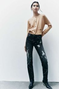 ZARA DENIM Straight Leg Jeans 38 New Tie Dye