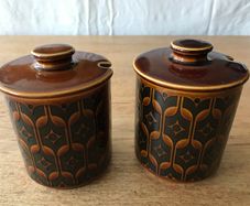 Hornsea Heirloom Brown Pottery Jam Pots