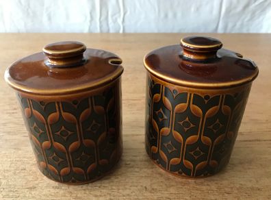 Hornsea Heirloom Brown Pottery Jam Pots