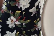 WAREHOUSE black floral crop jumpsuit with pockets Sz 12 UK
