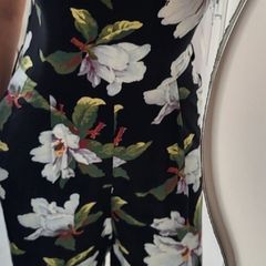 WAREHOUSE black floral crop jumpsuit with pockets Sz 12 UK
