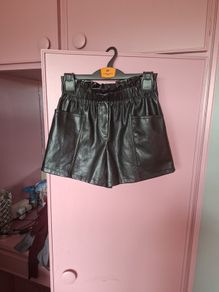 Kids black leather shorts