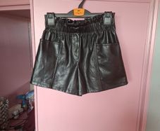 Kids black leather shorts