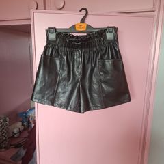 Kids black leather shorts