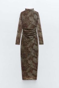 ZARA Tulle Maxi Dress XL New Animal Print