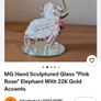M&G Hand Sculptured Glass Elephant With 22K Gold Accents Image 4