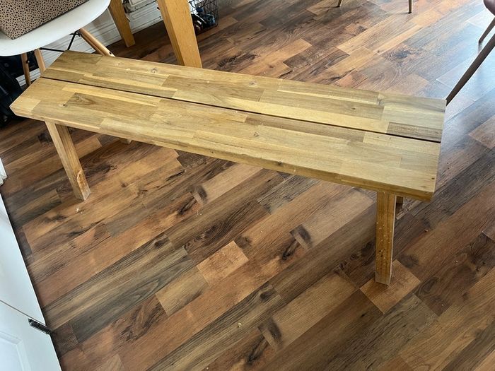 wooden bench from Ikea