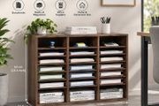 24-Compartment A4 Document Organiser  Adjustable Wooden Office &amp; Home Storage Cabinet
