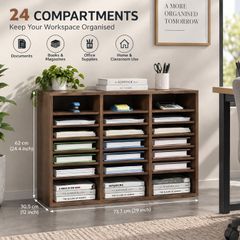 24-Compartment A4 Document Organiser  Adjustable Wooden Office & Home Storage Cabinet